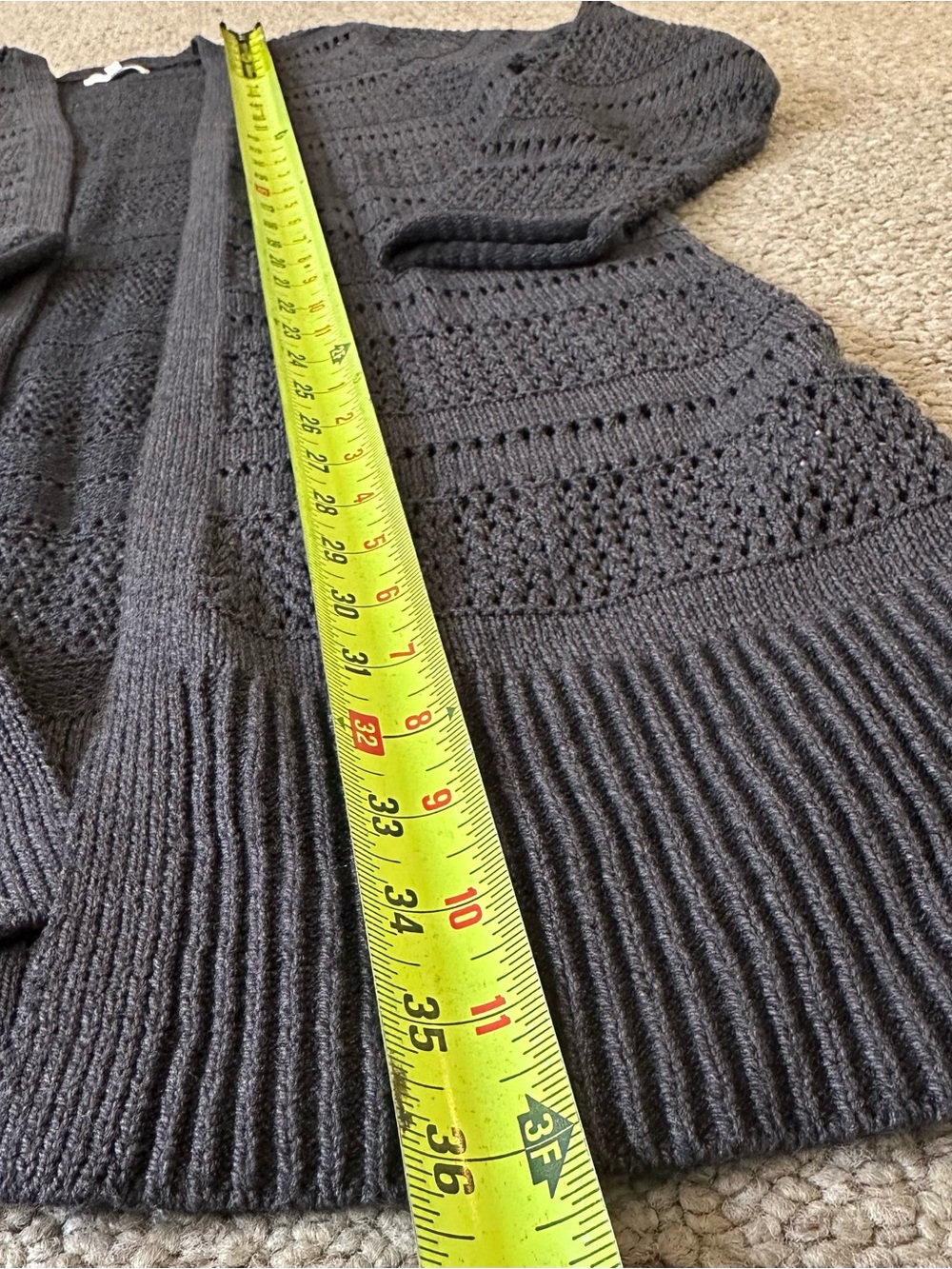 Maurices Charcoal Blue/Gray Open-Front Textured Knit Cardigan - Picture 3 of 12